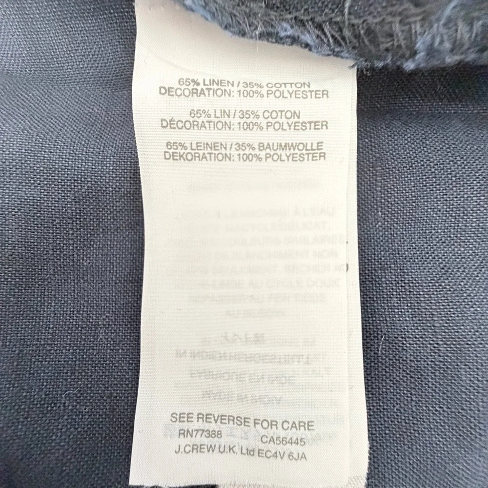 J. Crew Navy Blue Peasant Blouse with Green Embroidery - Picture 9 of 12